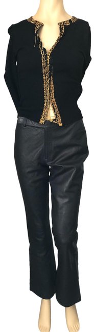 Gucci Black Real Leather Pants, 27