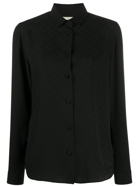 Gucci Black Spk Shirt G Check Blouse