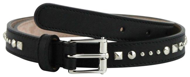 Gucci Black Studded Leather Skinny with Silver Buckle 90 36 380561 Belt