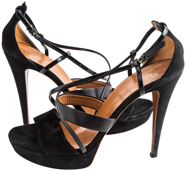 Gucci Black Suede Criss Cross Strappy Platform Sandals US 10