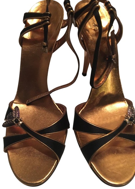 Gucci Black with Gold Bumblebee Sandals 