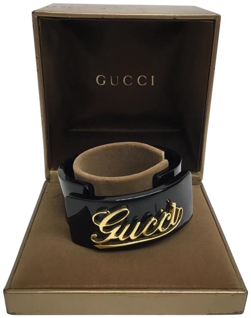 Gucci Black With Gold Logo Bracelet