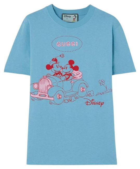 Gucci Blue Disney Mickey Logo Printed Tee Shirt