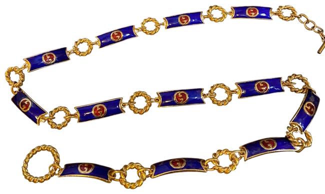 Gucci Blue  Gold  Red Plated Vintage Belt
