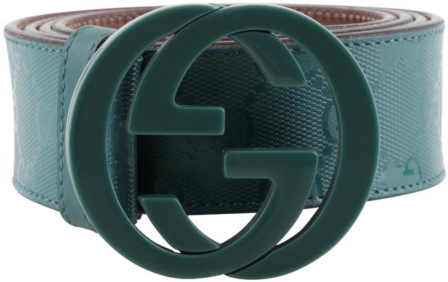 Gucci Blue Teal Imprime Monogram Interlocking G Belt