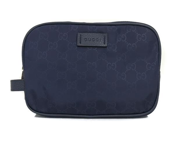 Gucci Blue Toiletry New 510338 Mens Gg Guccissima Nylon Cosmetic Bag