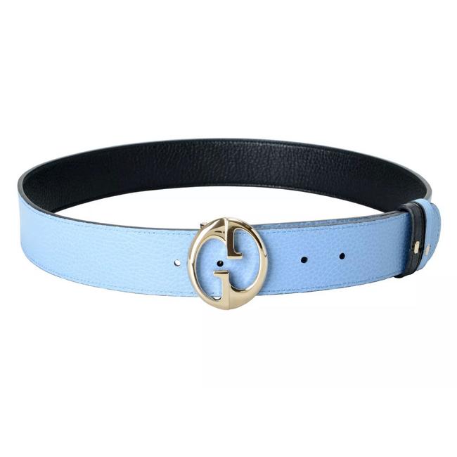 Gucci Blue Black Leather Reversible Womens It 95 Us 38 Belt