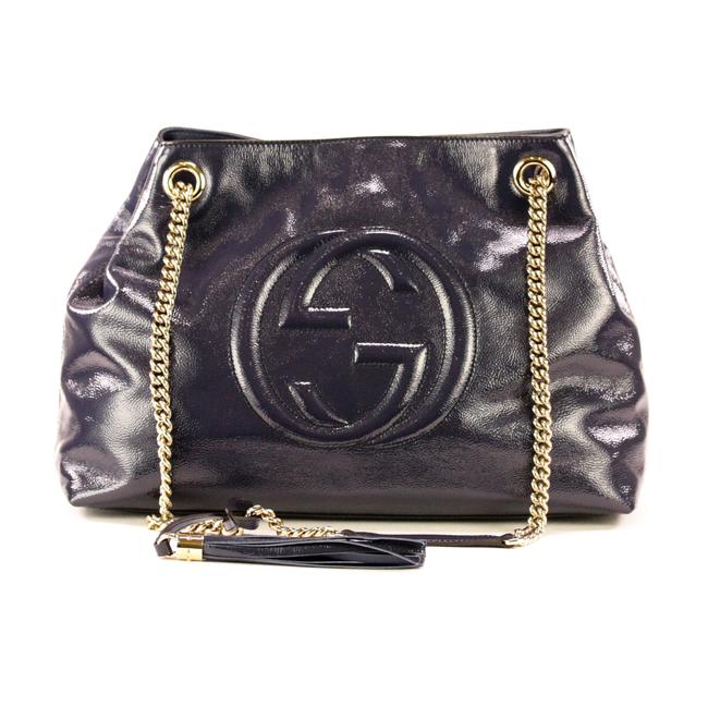 Gucci Boho Blue Navy Patent Leather Shoulder Bag