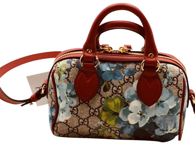 Gucci Boston Blooms Red Canvas Leather Cross Body Bag