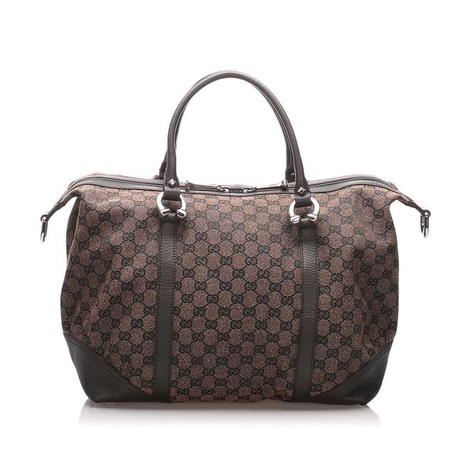 Gucci Boston Gg Canvas Brown Leather Shoulder Bag