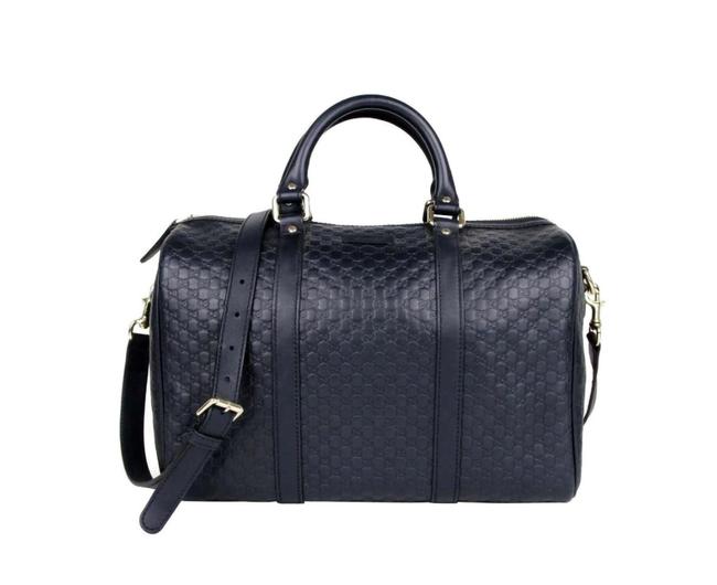 Gucci Boston Navy Blue Leather Shoulder Bag