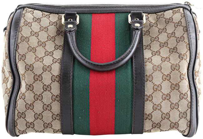 Gucci Boston Vintage Web Gg Beige Shoulder Bag