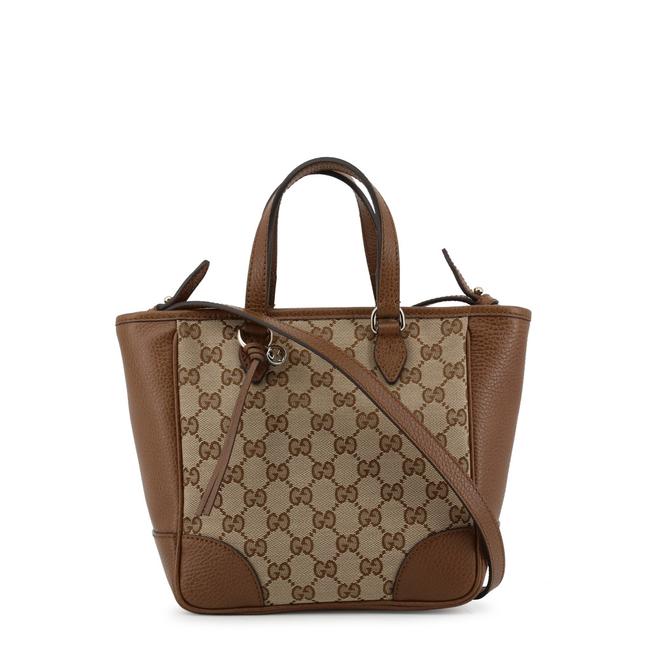 Gucci Bree Tan Tote Brown Gg Supreme Canvas   Leather Shoulder Bag