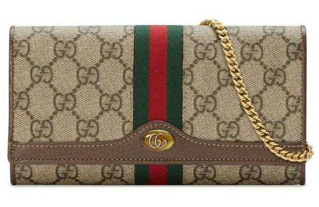 Gucci Bree W Monogram Leather Brown Beige We Gg Supreme Canvas Cross Body Bag