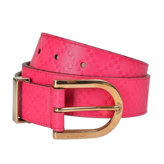 Gucci Bright Pink W Women Men Diamante Leather W Gold Buckle 36 Belt
