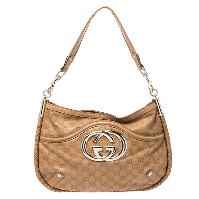 Gucci Britt Guccissima Medium Tan Leather Shoulder Bag