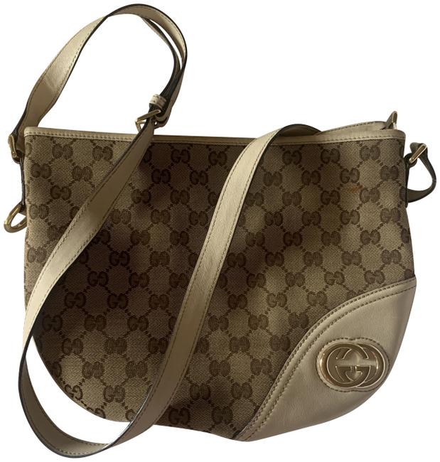 Gucci Britt White Canvas Messenger Bag