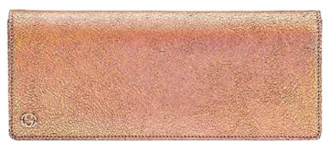 Gucci Broadway Crackled Metallic Iridescent Pink Leather Clutch