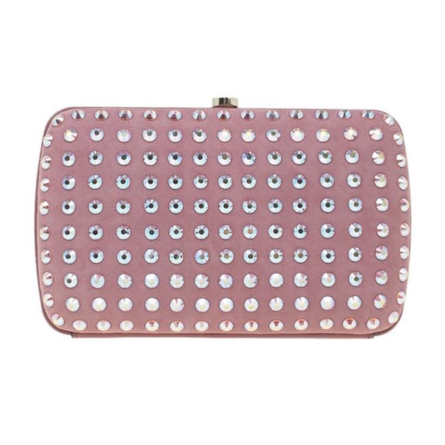 Gucci Broadway Crystal Studs Suede Pink Clutch