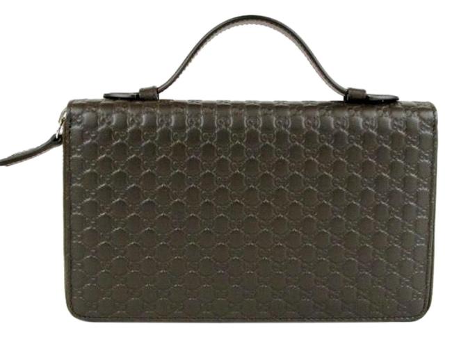 Gucci Brown #449246 Large Micro gg Double Zip Travel Wallet