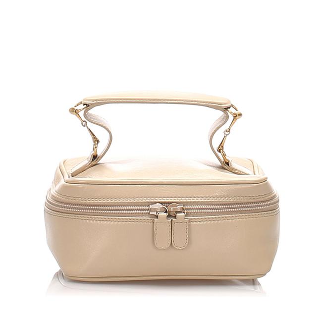 Gucci Brown Bamboo Leather Vanity Cosmetic Bag