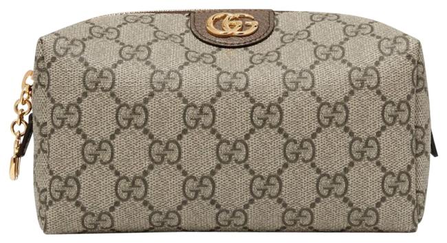 Gucci Brown Beige New Supreme Gg Make Up Case Cosmetic Bag