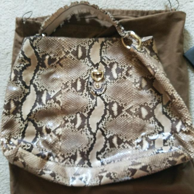 Gucci Brown Beige Python Skin Leather Hobo Bag