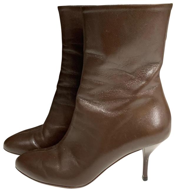 Gucci Brown Dark Leather Ankle Boots Booties