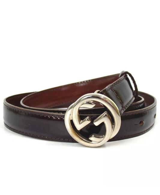 Gucci Brown Gg Logo Patent Leather Belt