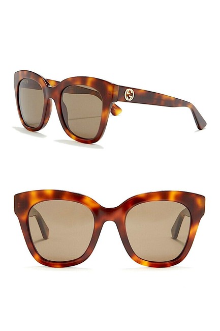 Gucci Brown Gold with Tag Havana Square Gg0029s 002 Sunglasses
