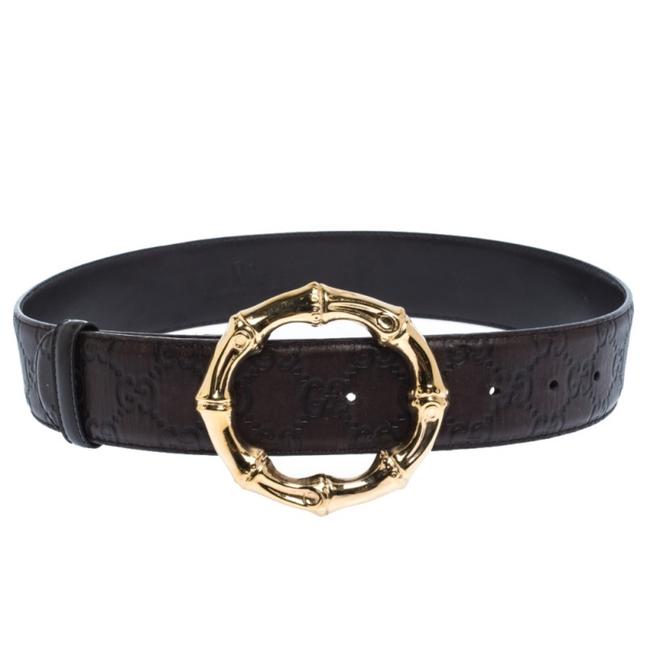 Gucci Brown Guccissima Leather Bamboo Ring 70cm Belt