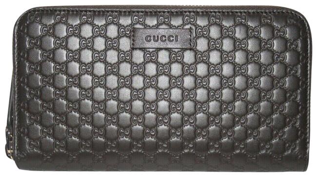 Gucci Brown Micro Gg Guccissima Leather Zip Around 449391 Wallet