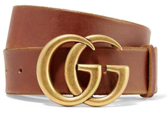 Gucci Brown New 80 Cm Leather Gg Logo Thick Belt