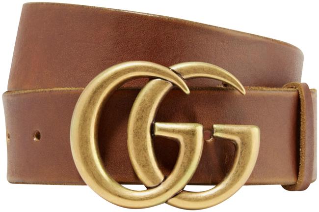 Gucci Brown New 85 Cm Leather Gg Logo Thick Belt