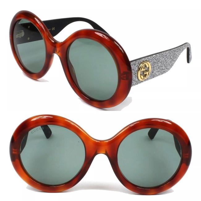Gucci Brown Silver Round Glitter Sunglasses