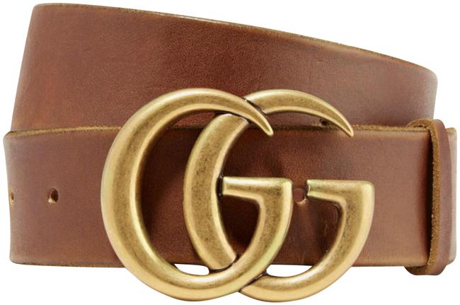 Gucci Brown 75 Gg Logo Double G Leather Belt
