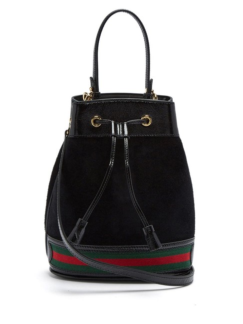 Gucci Bucket Mf Ophidia Black Suede Shoulder Bag