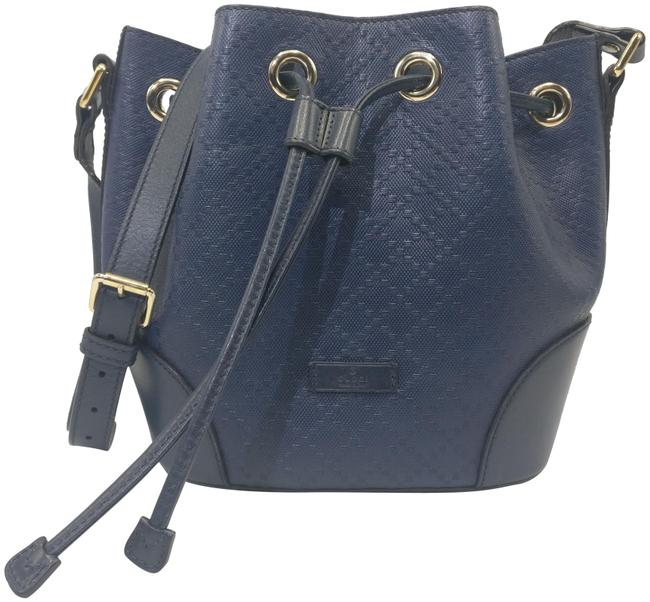 Gucci Bucket Navy Blue Leather Cross Body Bag