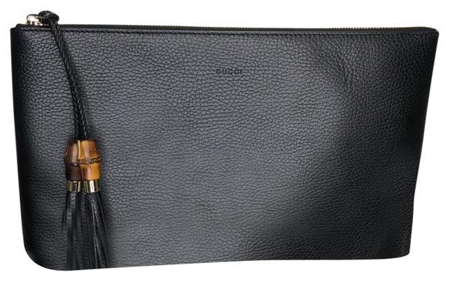 Gucci Calf Zip New Black Leather Clutch