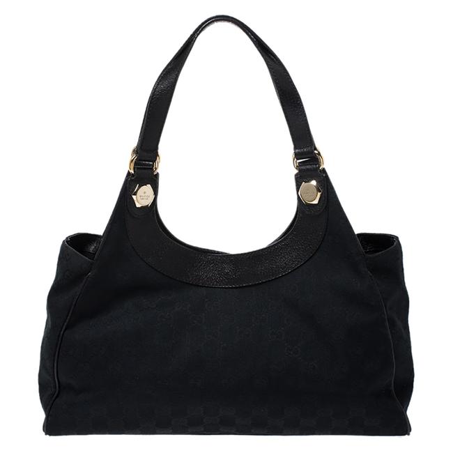 Gucci Canvas and Leather Charmy Black Shoulder Bag