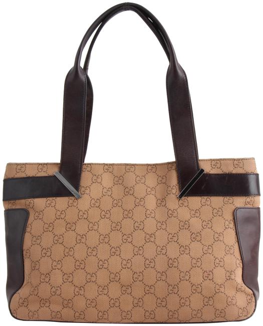 Gucci Canvas Brown Leather Shoulder Bag