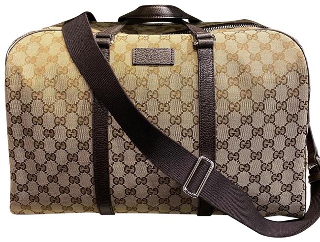 Gucci Canvas Dark Brown Weekend Travel Bag