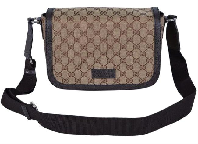 Gucci Canvas Leather Dark Brown Messenger Bag