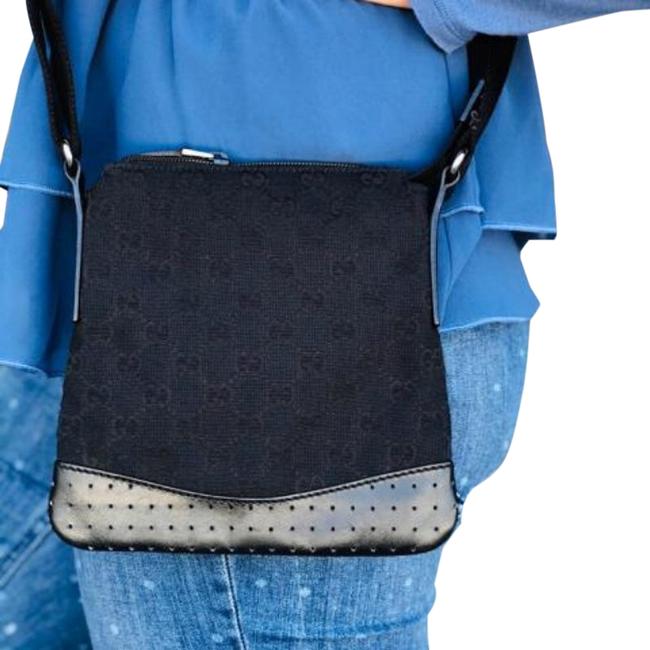 Gucci Canvas Small Perforated Black Messenger Bag