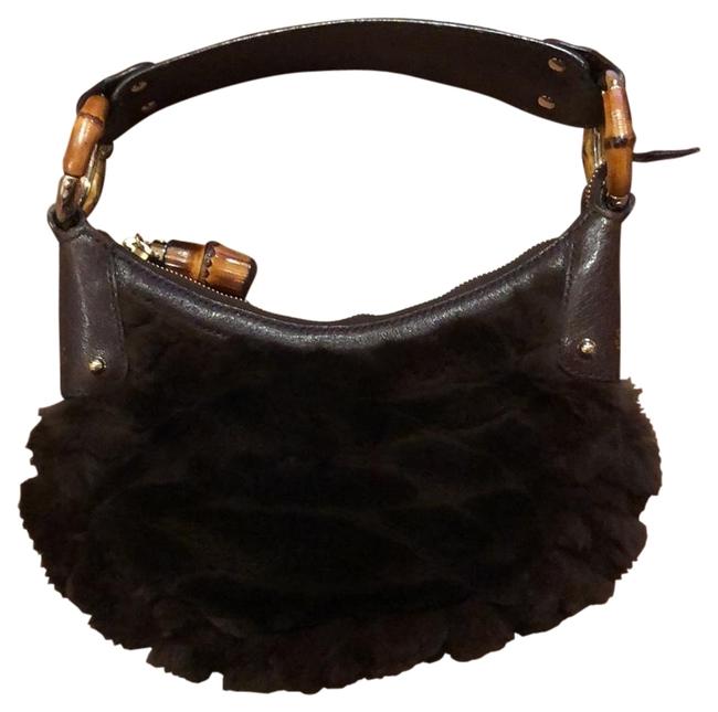 Gucci . Chocolate Fur and Leather Hobo Bag