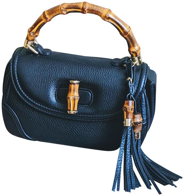 Gucci Classic Bamboo Handle Black Leather Shoulder Bag