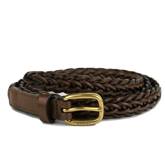 Gucci Cocoa Brown Womens Braided Leather Skinny 380607 2617 90  36 Belt