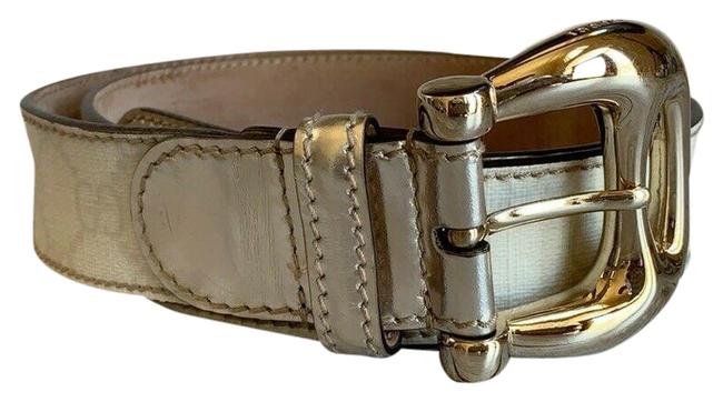 Gucci Cream Coated Canvas Leather Supreme Buckle 85 34 189796 Belt