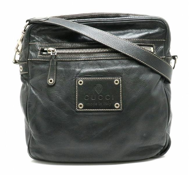 Gucci Crest 201451 Black Leather Shoulder Bag