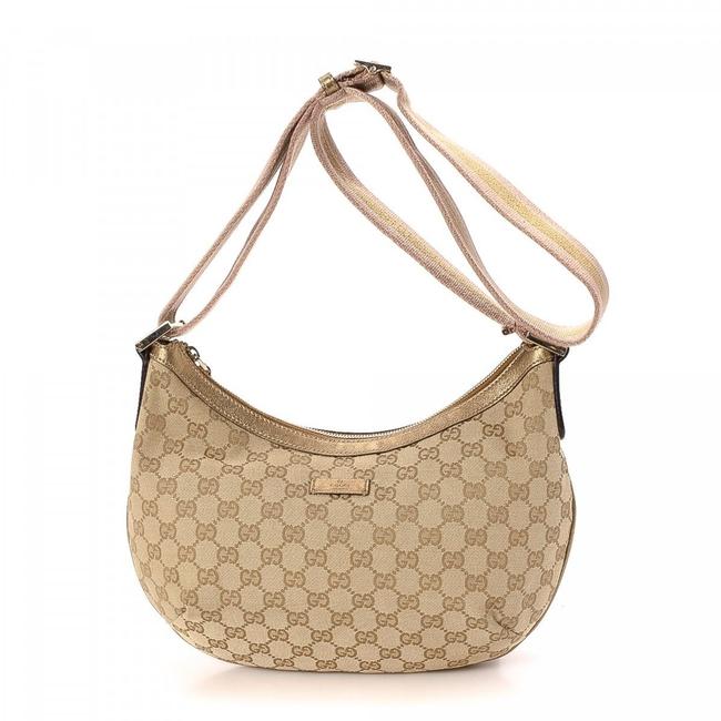 Gucci Croissant Messenger 866983 Beige Monogram Canvas Cross Body Bag